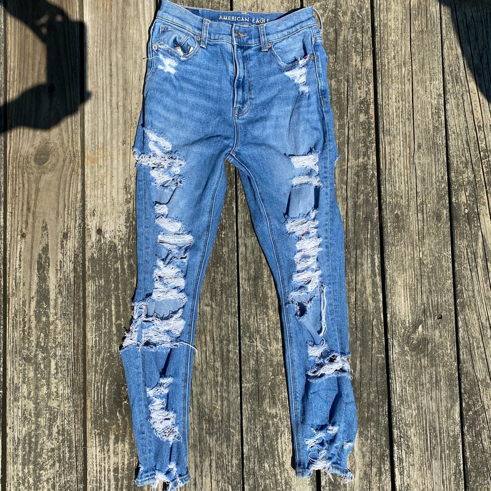 American Eagle distressed mom jeans